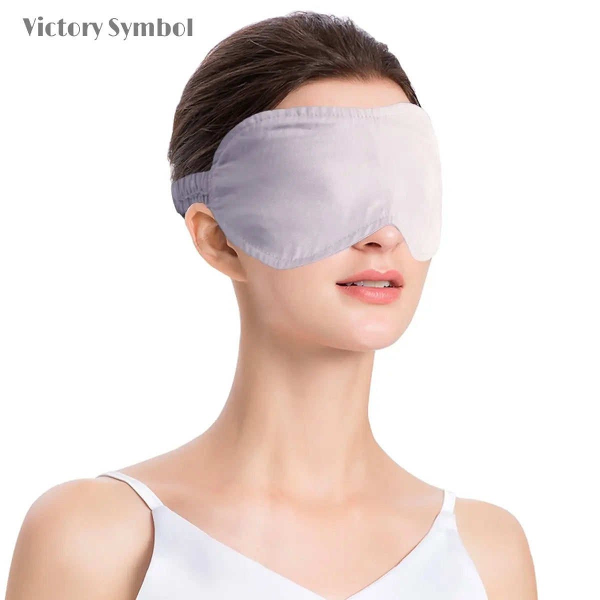 Light Purple 100% Organic Linen Eye Mask - Victory Symbol