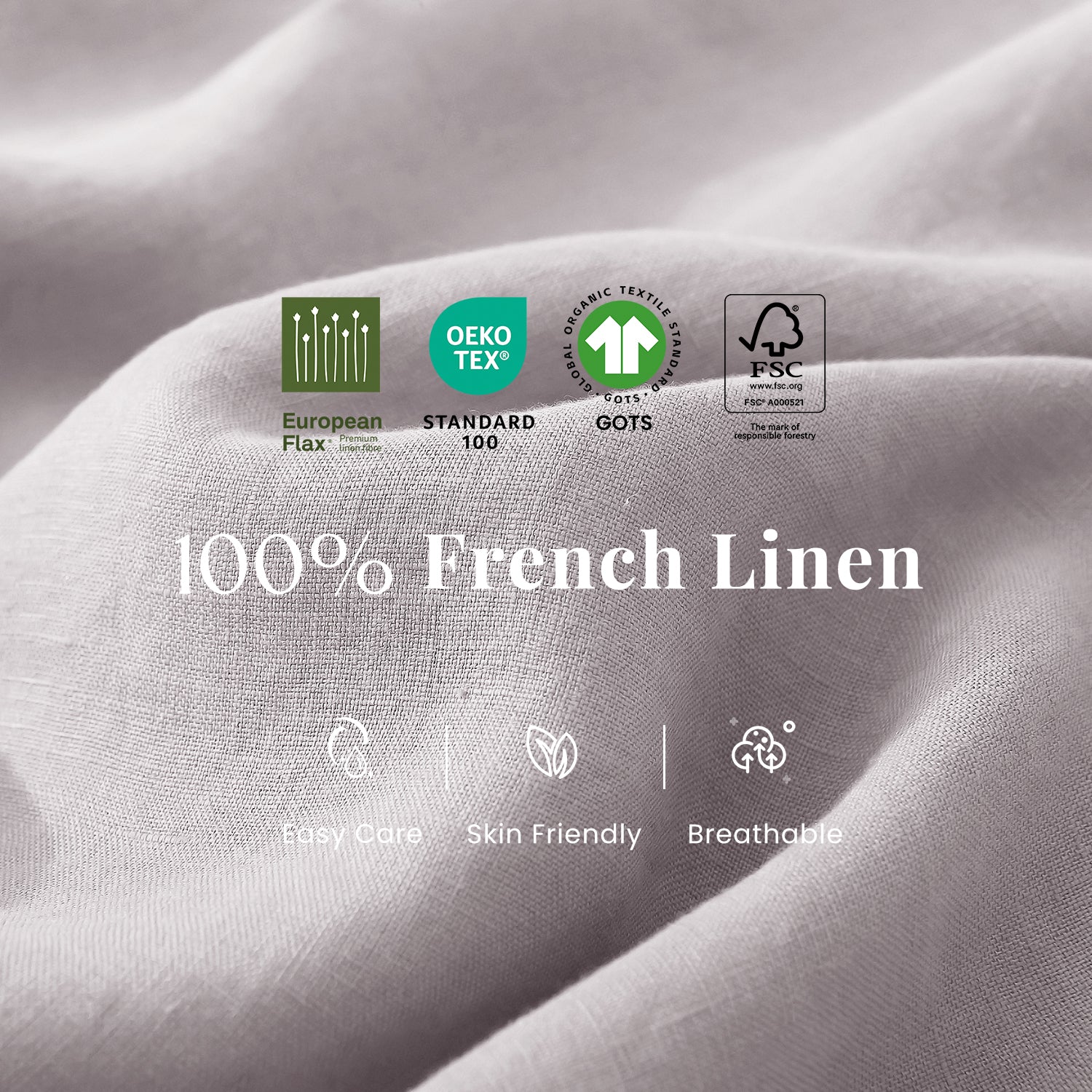 Lilac Haze 100% Organic Linen Pillowcases-Victory Symbol