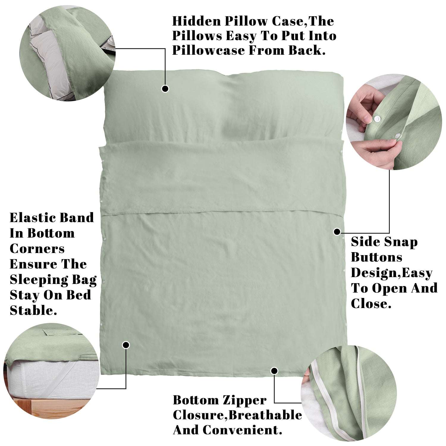 Mint Green 100% Linen Portable Bed Sheet
