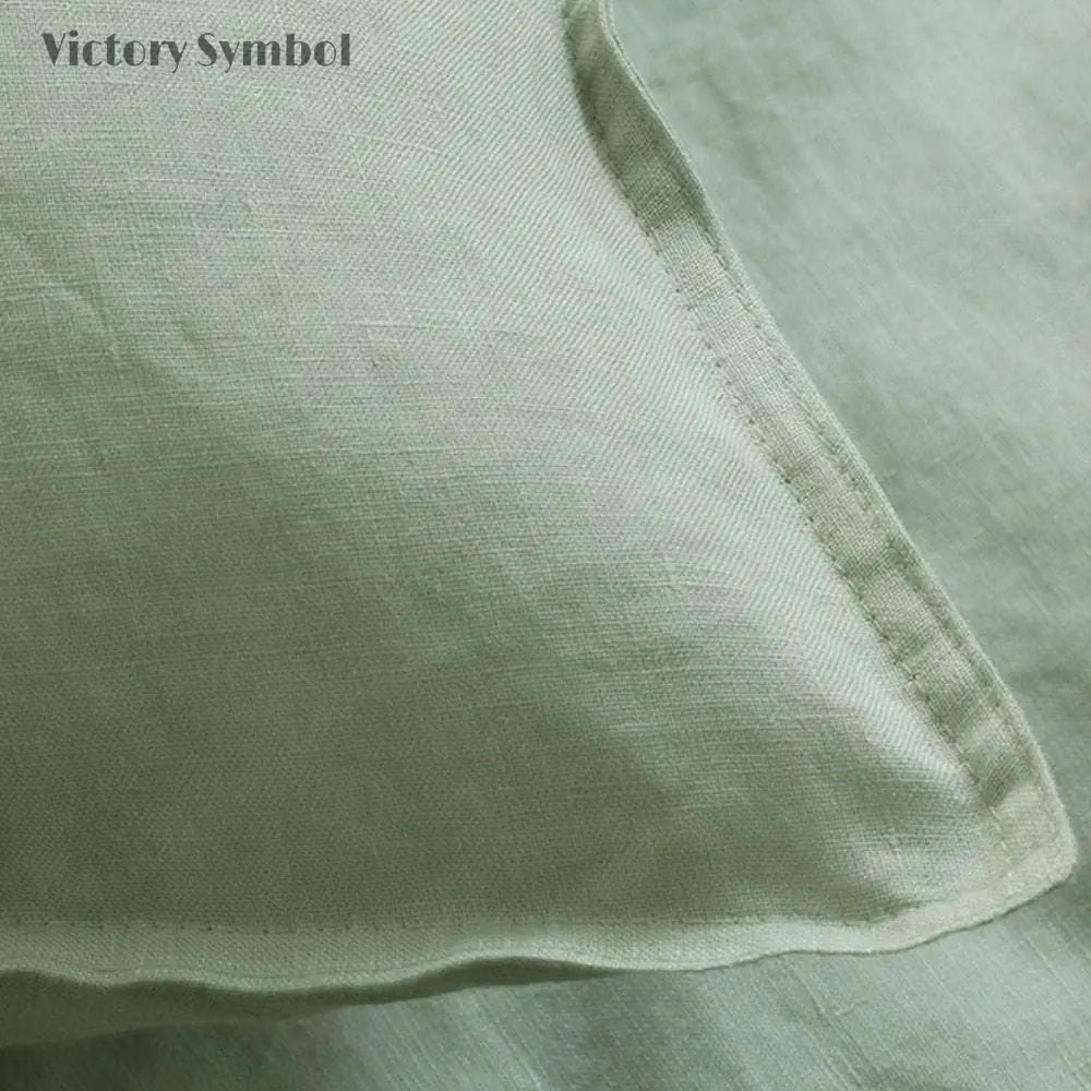 Mint Green 100% Organic Linen Pillowcases - Victory Symbol