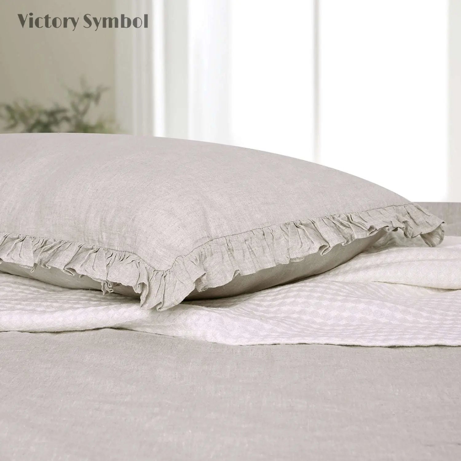 Natural Linen 100% Organic Linen Body  Pillowcase With Ruffles