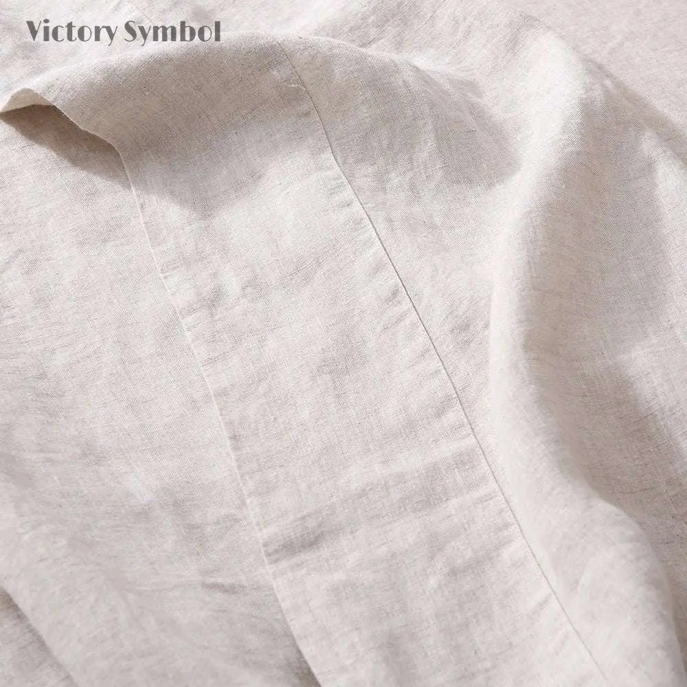 Natural Undyed Linen 100% Organic Linen Flat Sheet - Victory Symbol