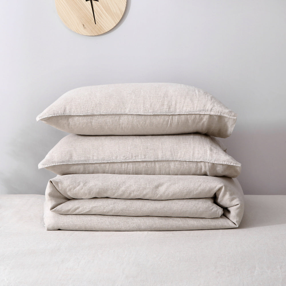 Natural Undyed Linen 100% Organic Linen Duvet Cover Set-Victory symbol