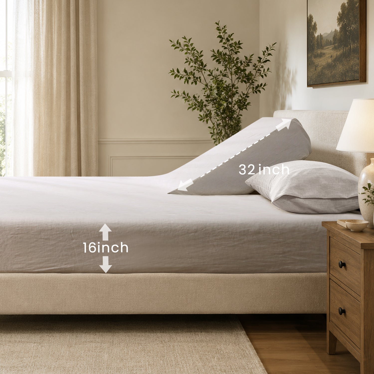 Natural Undyed Linen 100% Organic Linen Top Split Adjustable Fitted Sheet For Adjustable Beds-Victory Symbol