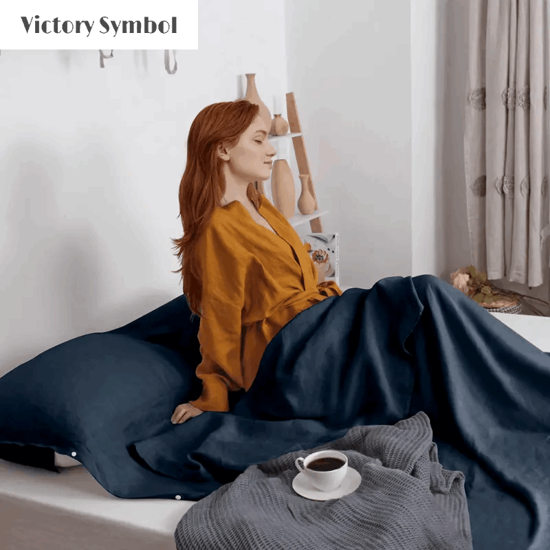 Navy 100% Linen Portable Bed Sheet,Sleeping Bag Liner for Hotel and Travel,Sleep Sack Adult - Ultra Lightweight Backpacking with Zipper - Victory Symbol