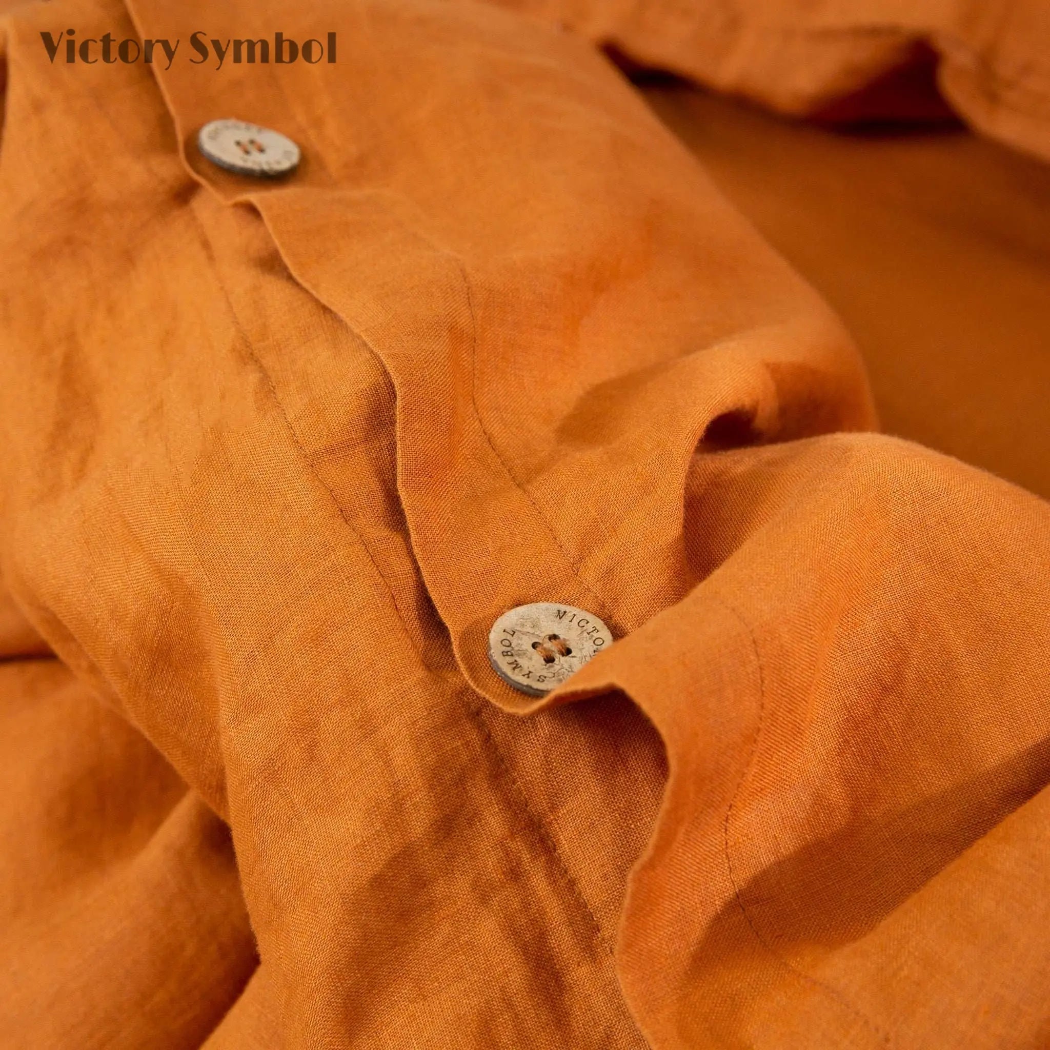 Orange Ochre 100% Organic Linen Duvet Cover Set - Victory Symbol