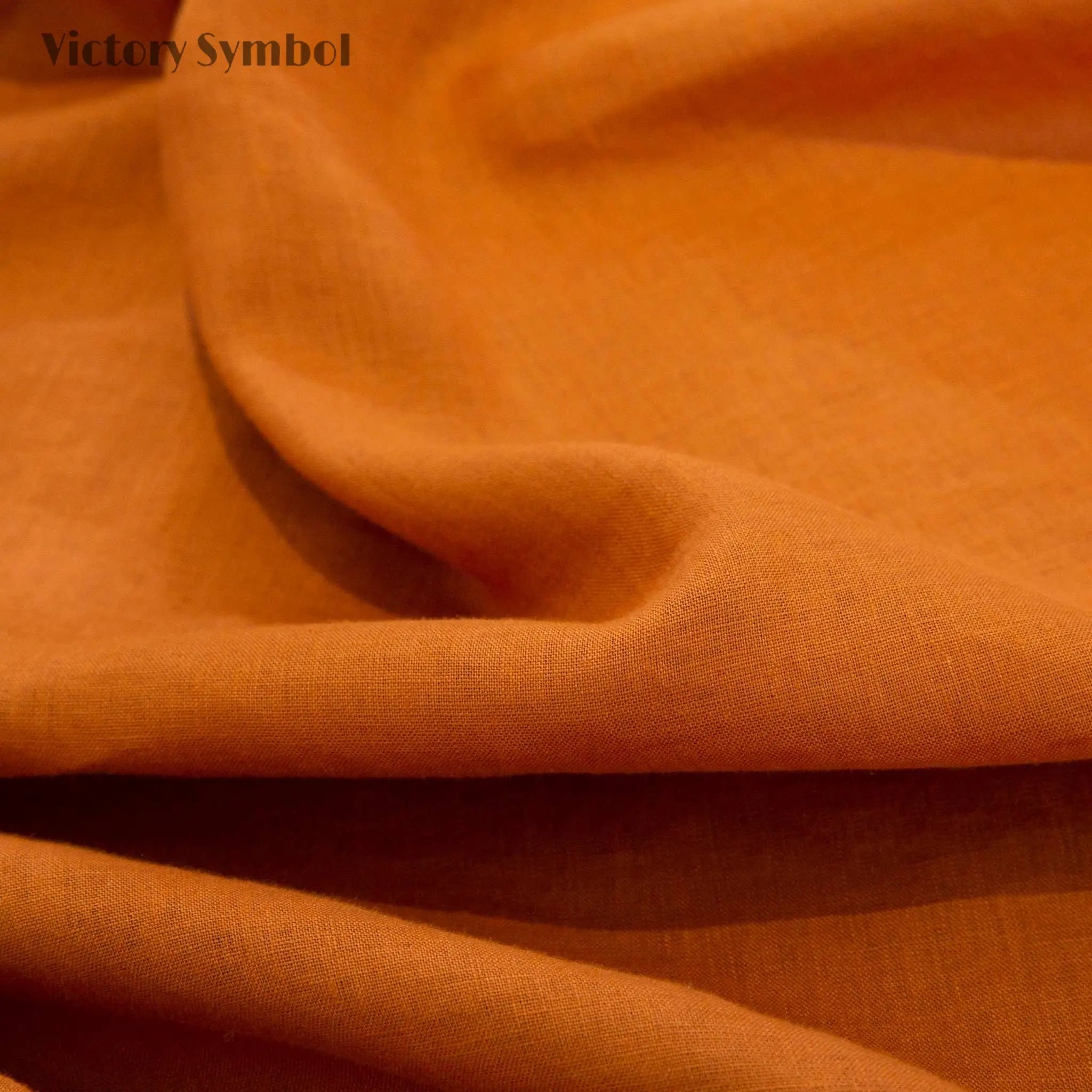 Orange Ochre 100% Organic Linen Flat Sheet - Victory Symbol