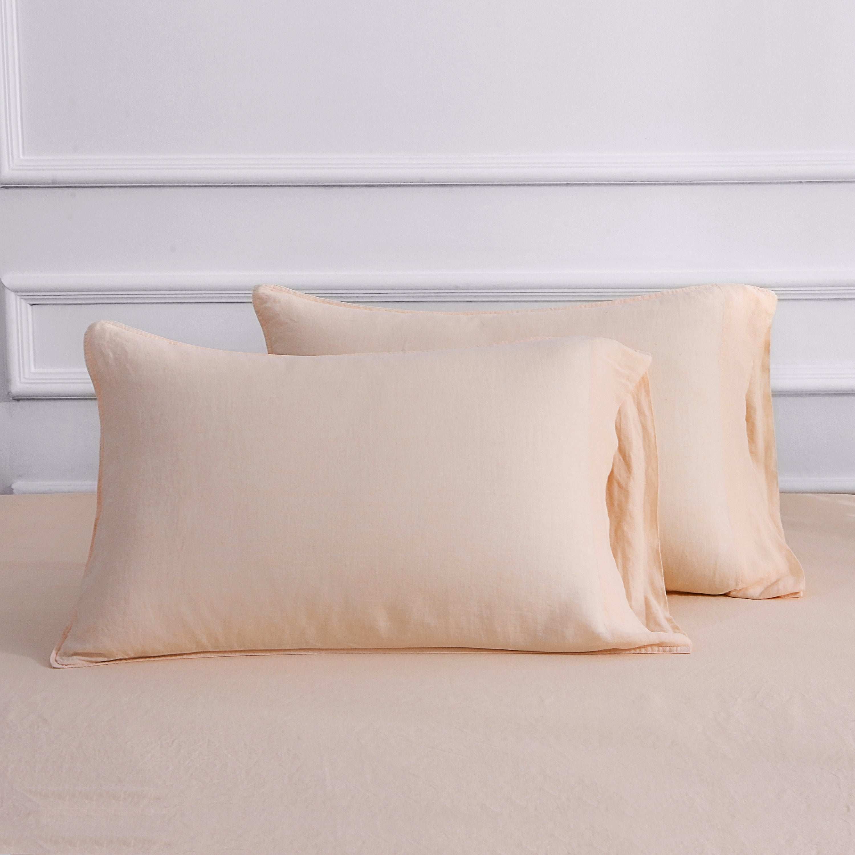 Pale Pink 100% Organic Linen Pillowcases-victory symbol