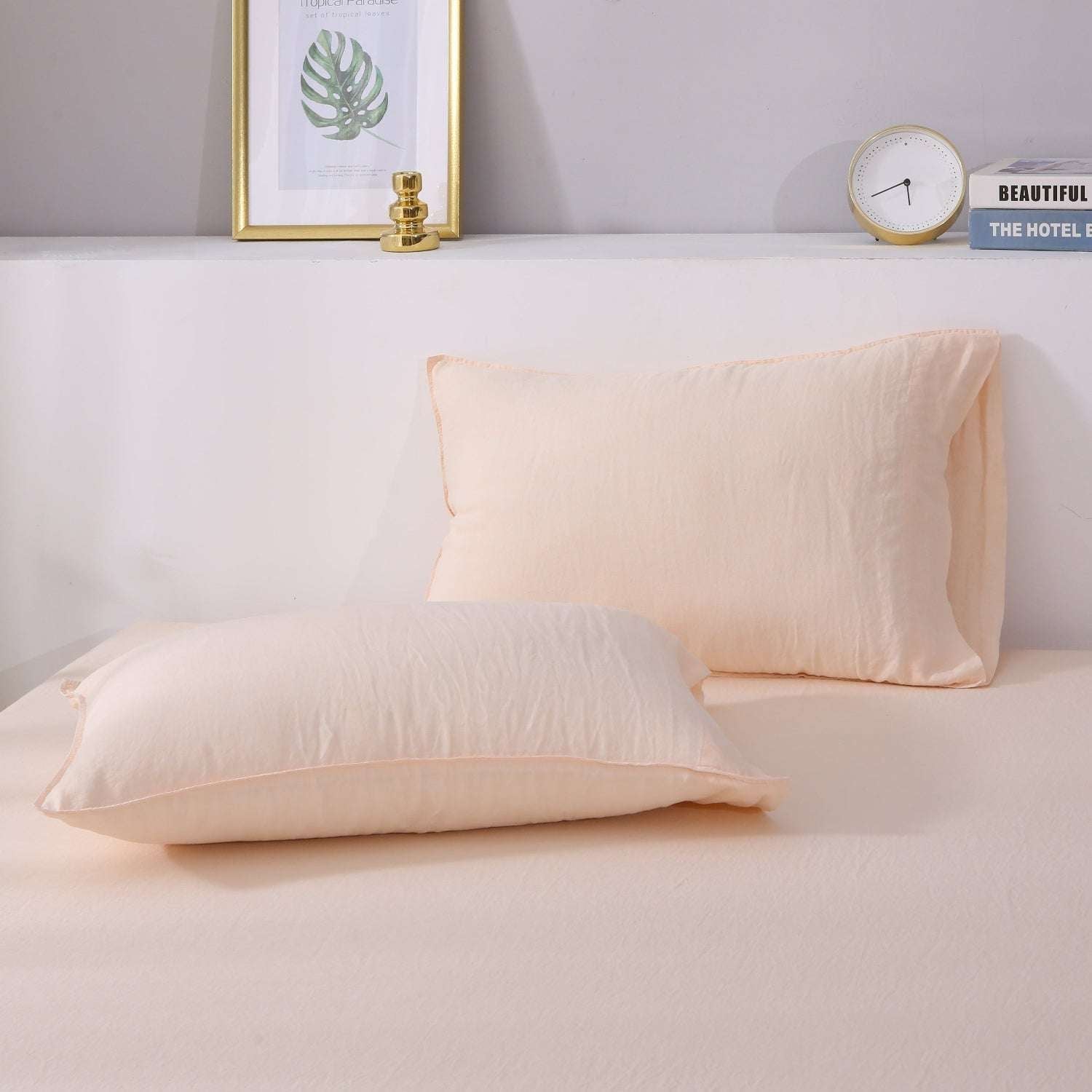 Pale Pink 100% Organic Linen Pillowcases-victory symbol