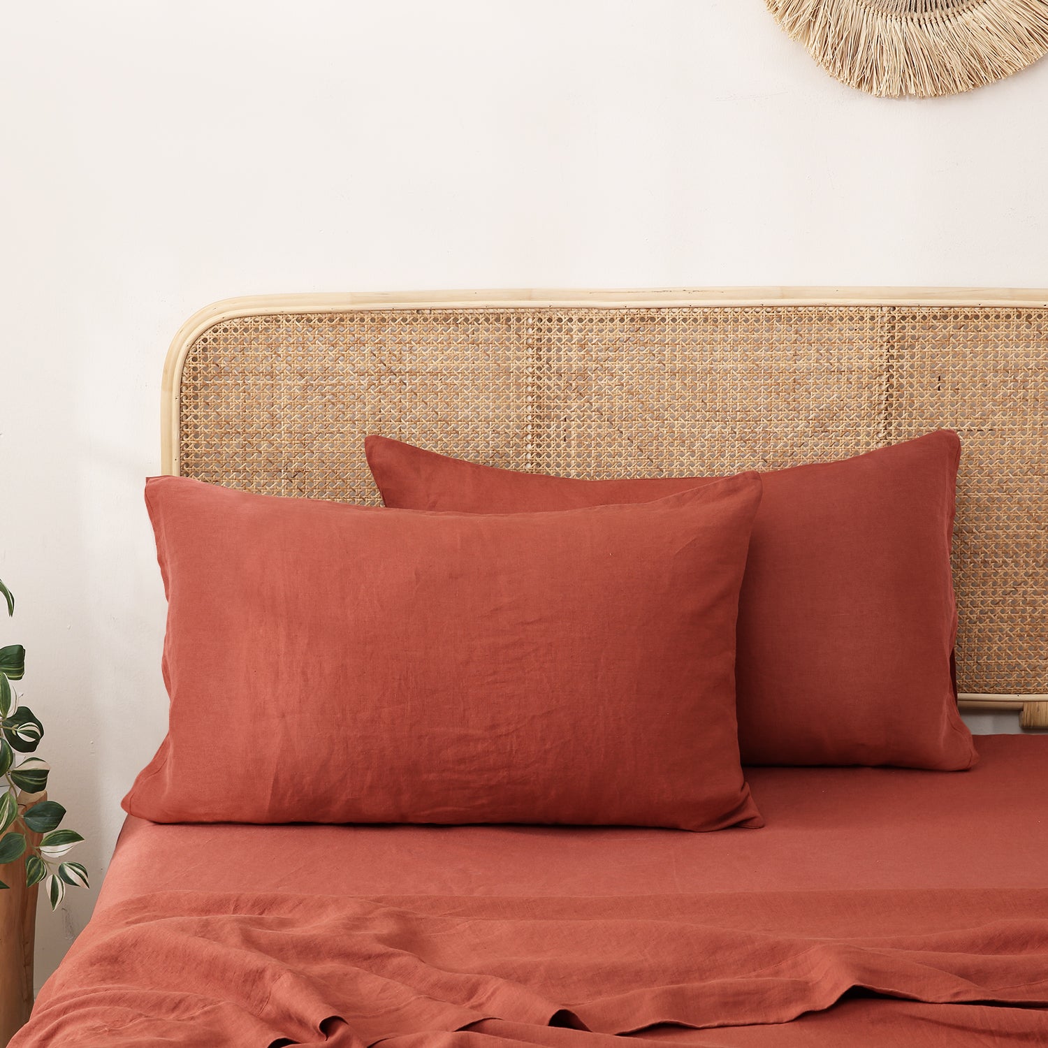 Paprika Red 100% Organic Linen Pillowcases-Victory Symbol