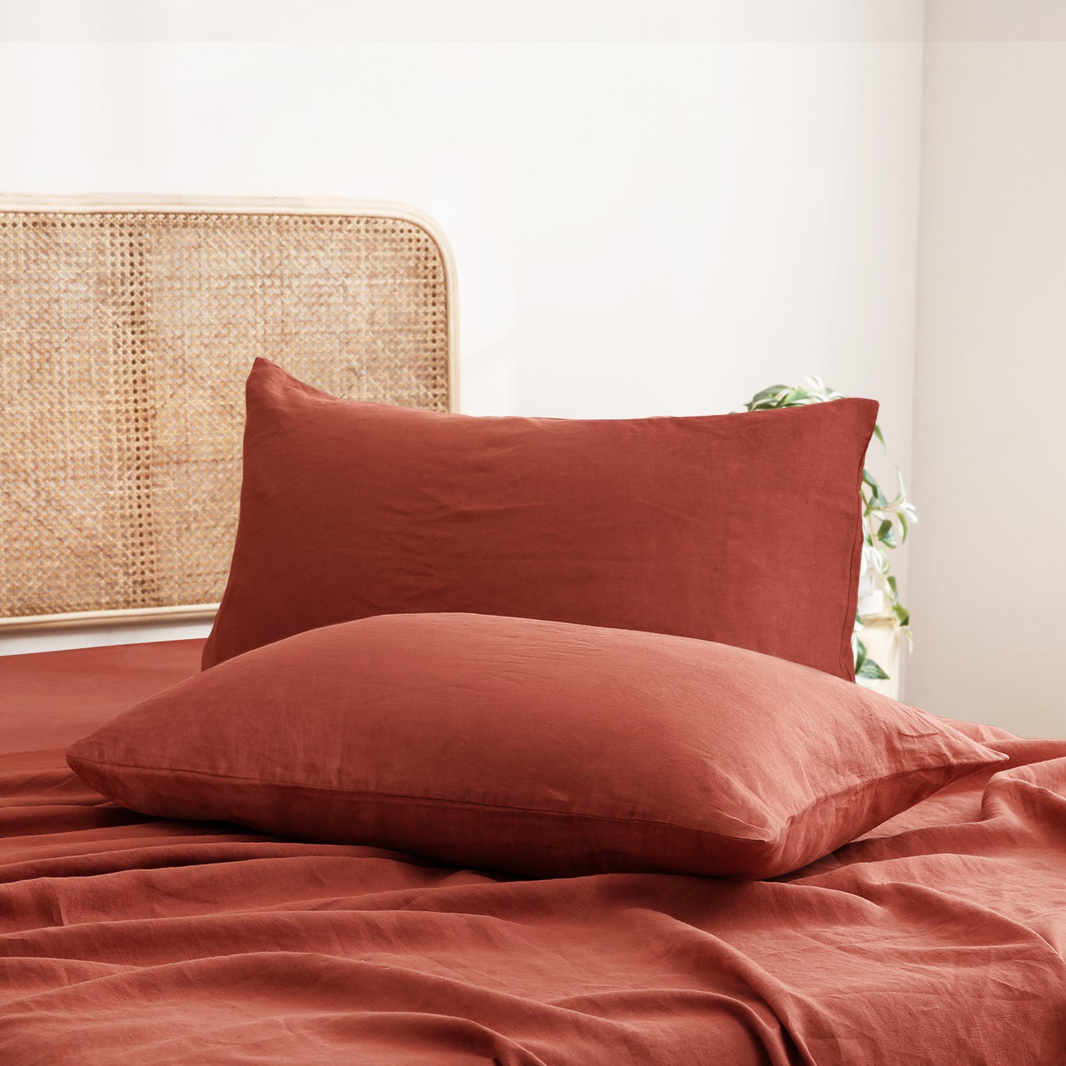 Paprika Red 100% Organic Linen Pillowcases-Victory Symbol