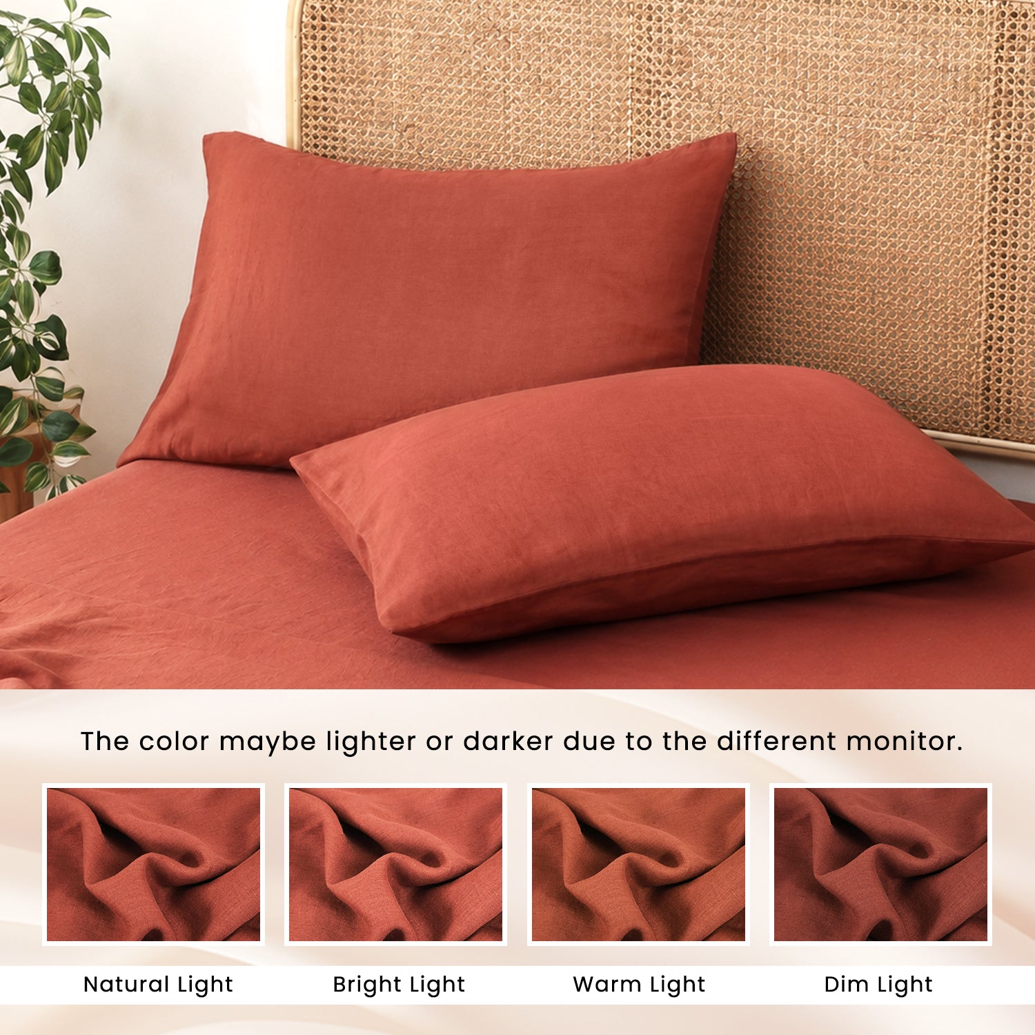 Paprika Red 100% Organic Linen Pillowcases-Victory Symbol