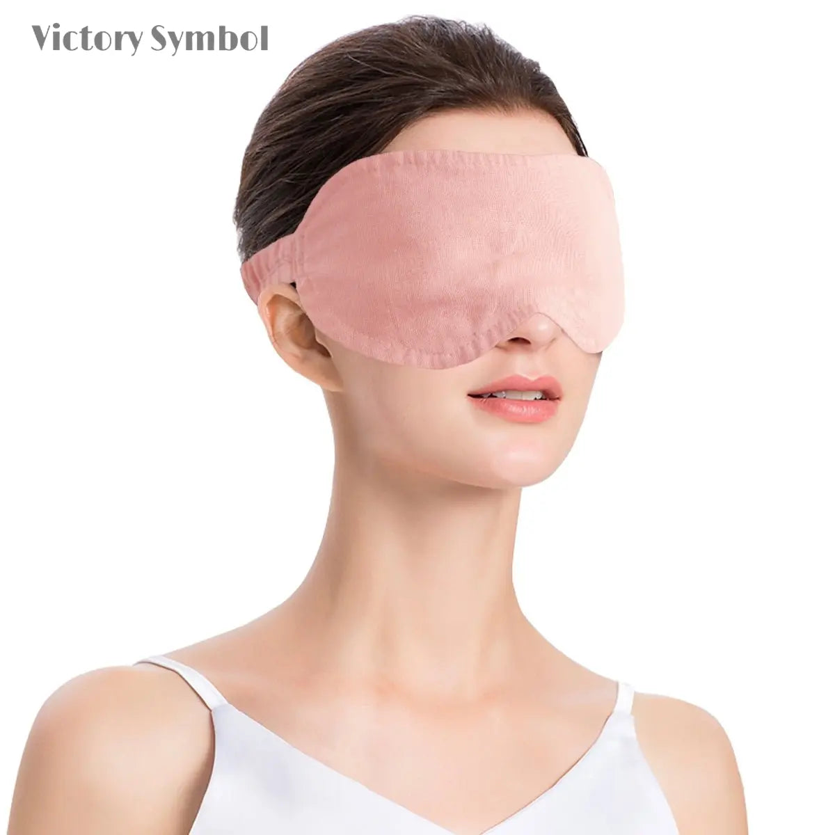 Peach Pink 100% Organic Linen Eye Mask - Victory Symbol