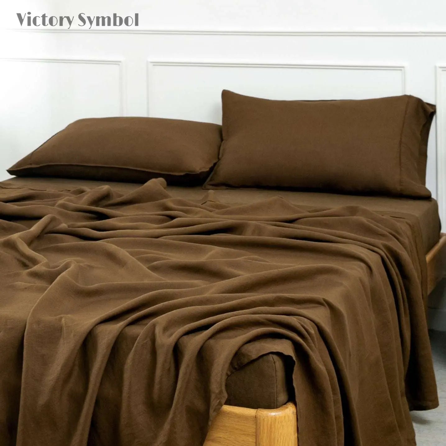 Pinecone Brown 100% Organic Linen Pillowcases - Victory Symbol