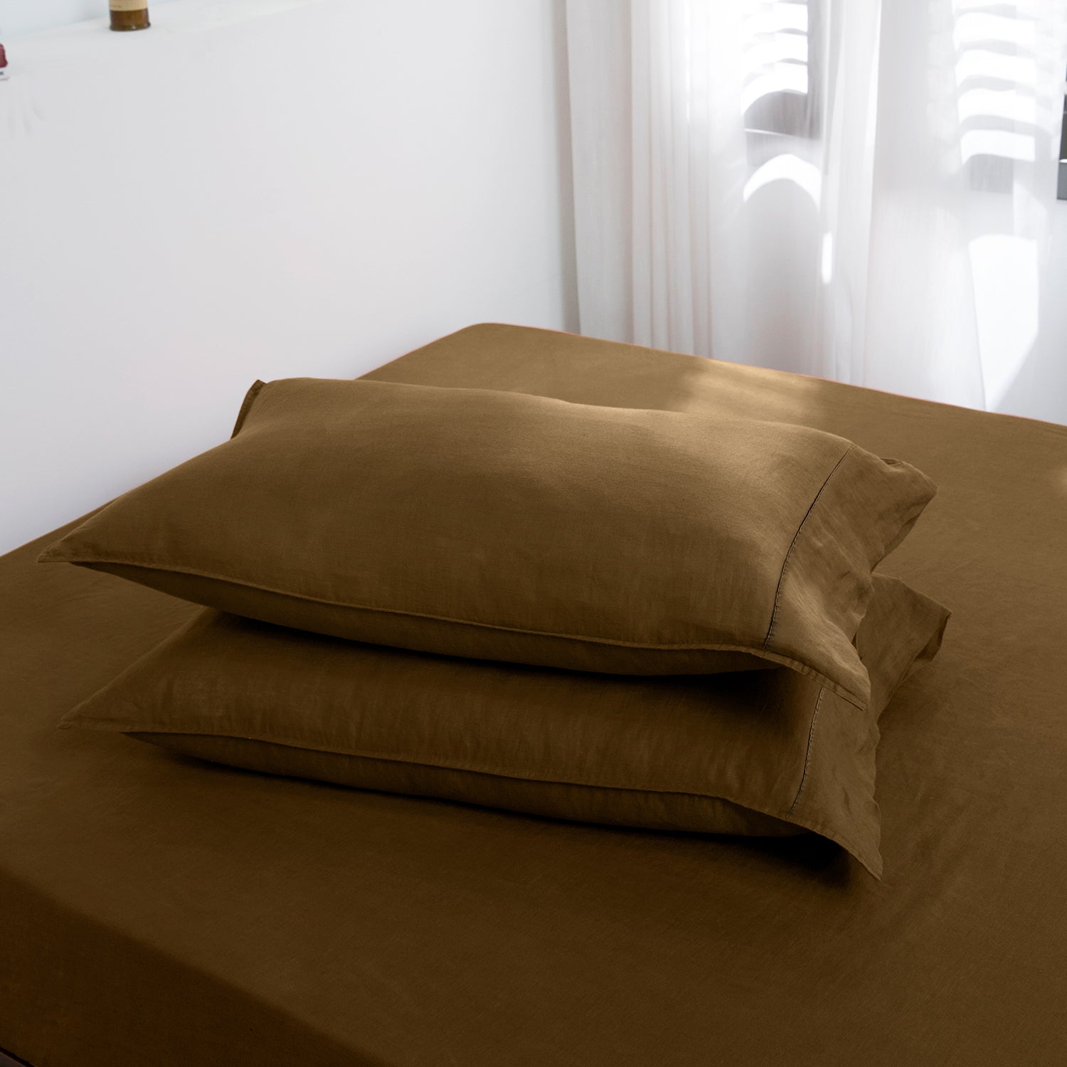 Pinecone Brown 100% Organic Linen Pillowcases-Victory Symbol