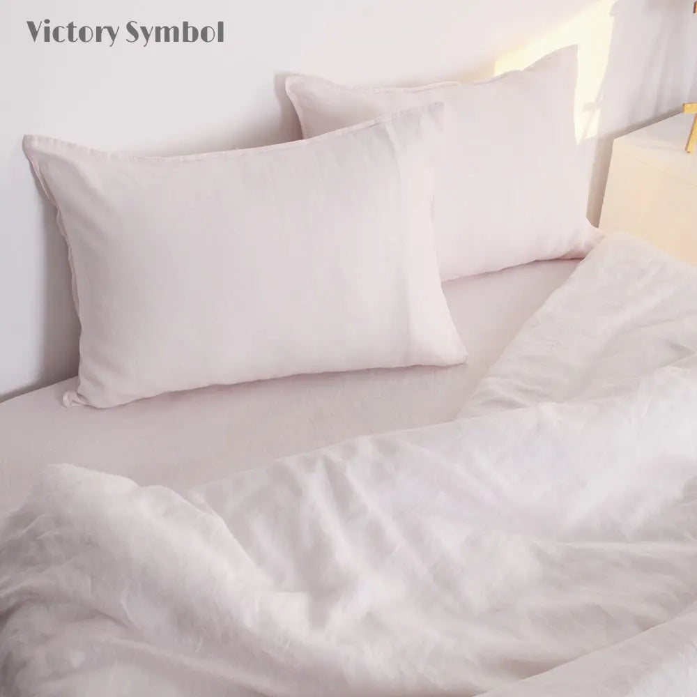 Pink 100% Organic Linen Sheets Set-victory symbol