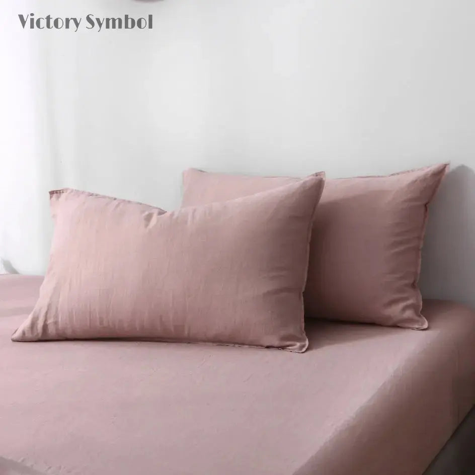 Pink Purple 100% Organic Linen Sheets Set-victory symbol