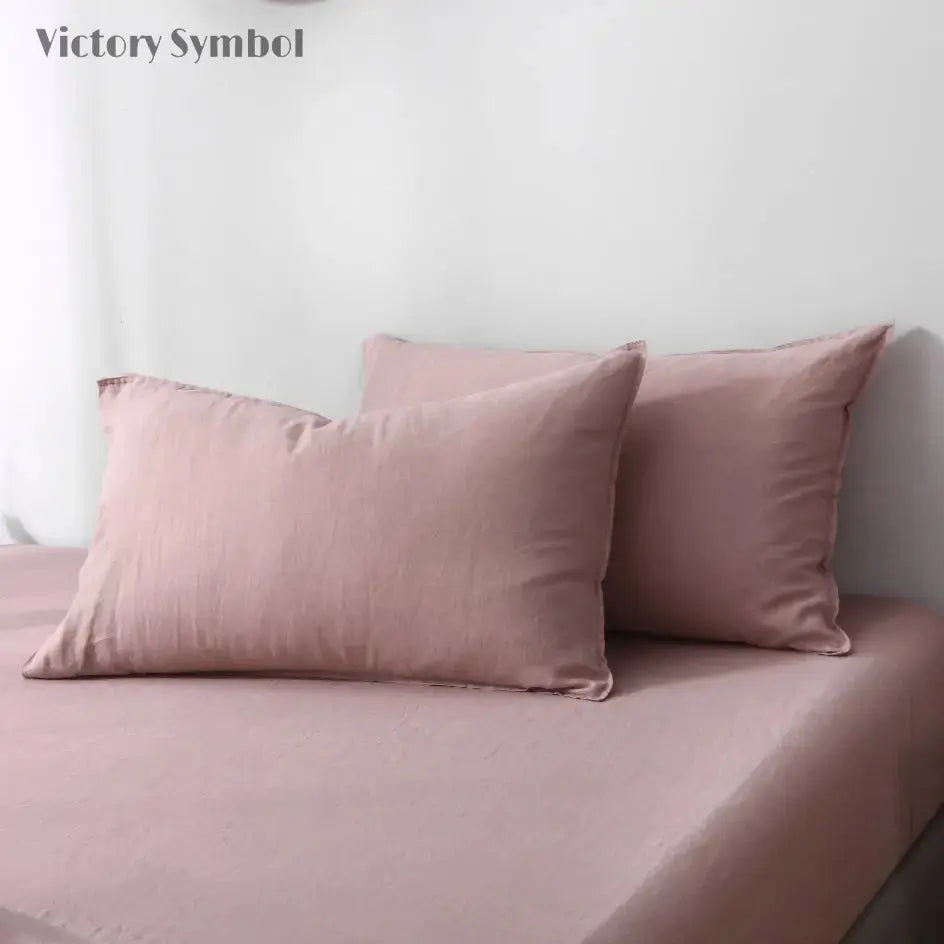 Pink Purple 100% Organic Linen Pillowcases - Victory Symbol