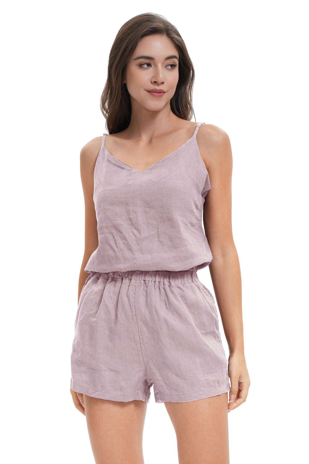 Pink Purple Women's 100% Organic Linen Shorts-victory symbol