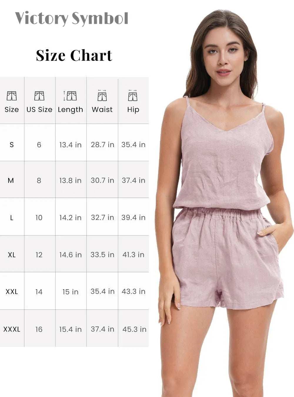 Pink Purple Women's 100% Organic Linen Shorts-victory symbol