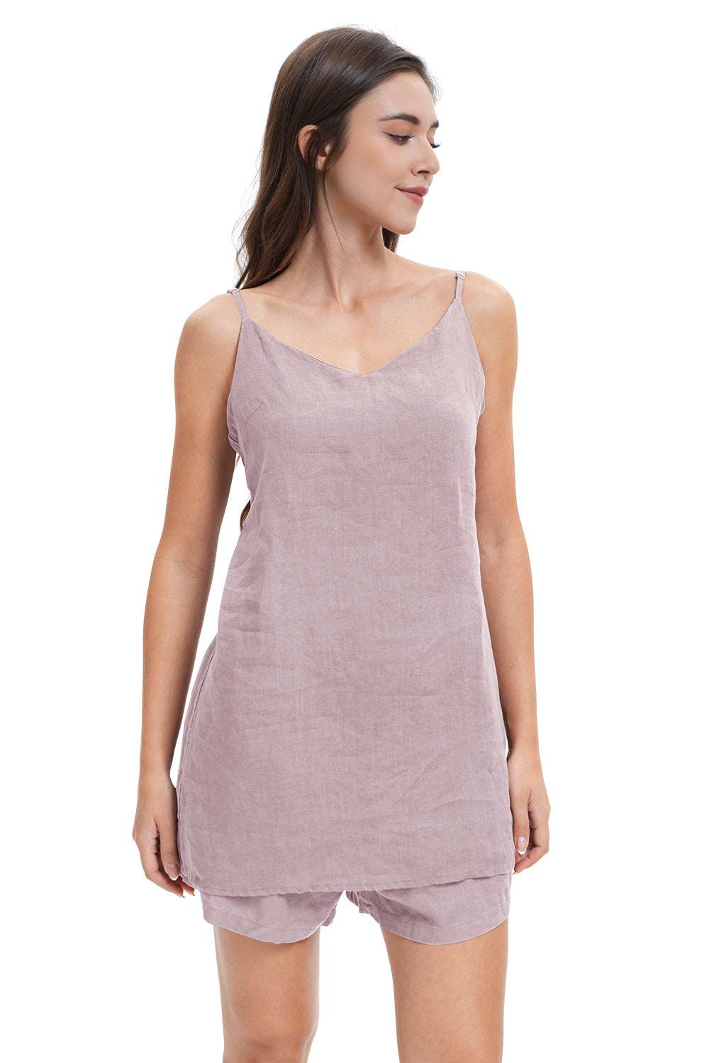 Pink Purple Women's Linen Camisole Tank Top-victory symbol