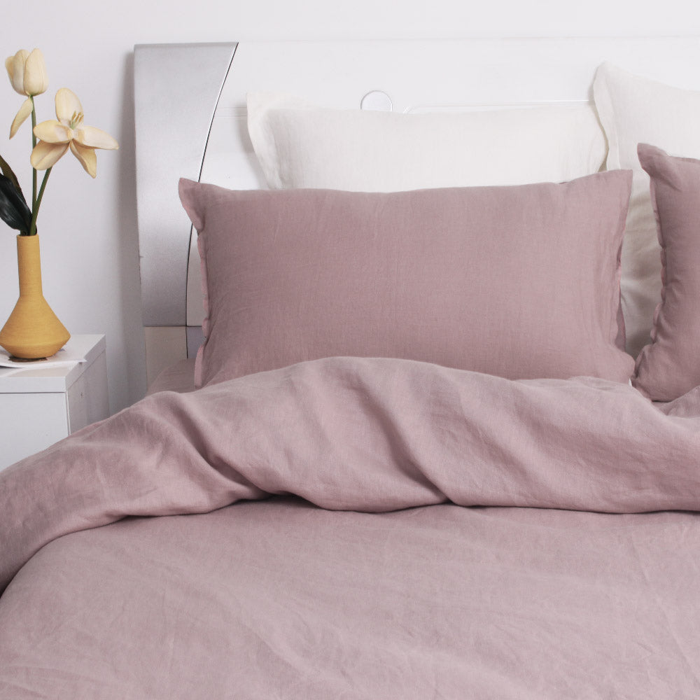 Pink Purple 100% Organic Linen Pillowcases-victory symbol