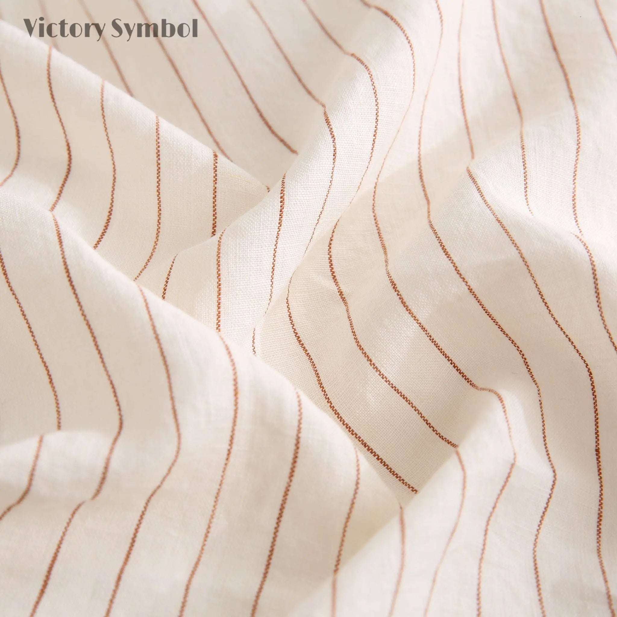Red Stripe 100% Organic Linen Yarn Dyed Flat Sheet - Victory Symbol