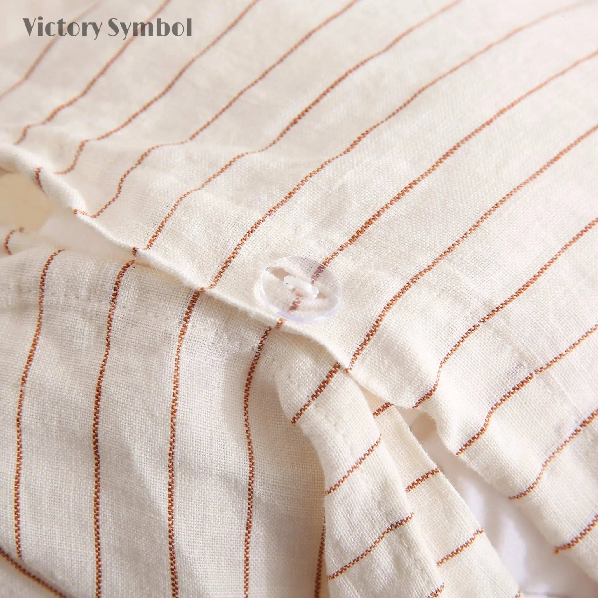 Red Stripe 100% Organic Linen Yarn Dyed Pillowcases - Victory Symbol
