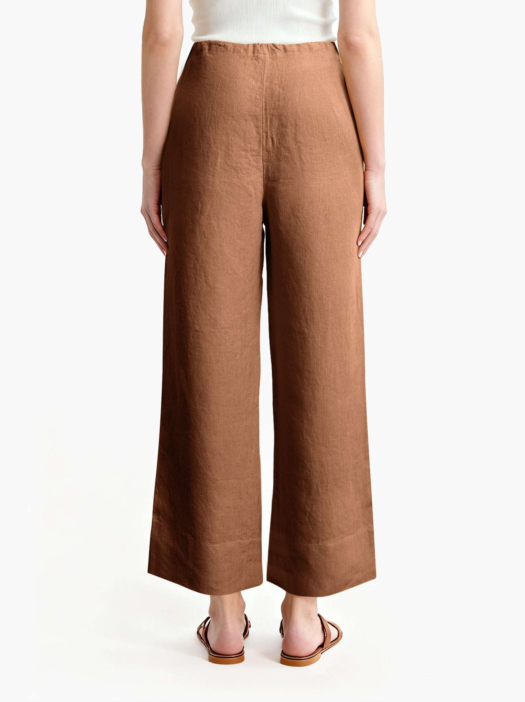 Rust 100% Organic Linen Long Pants-Victory Symbol