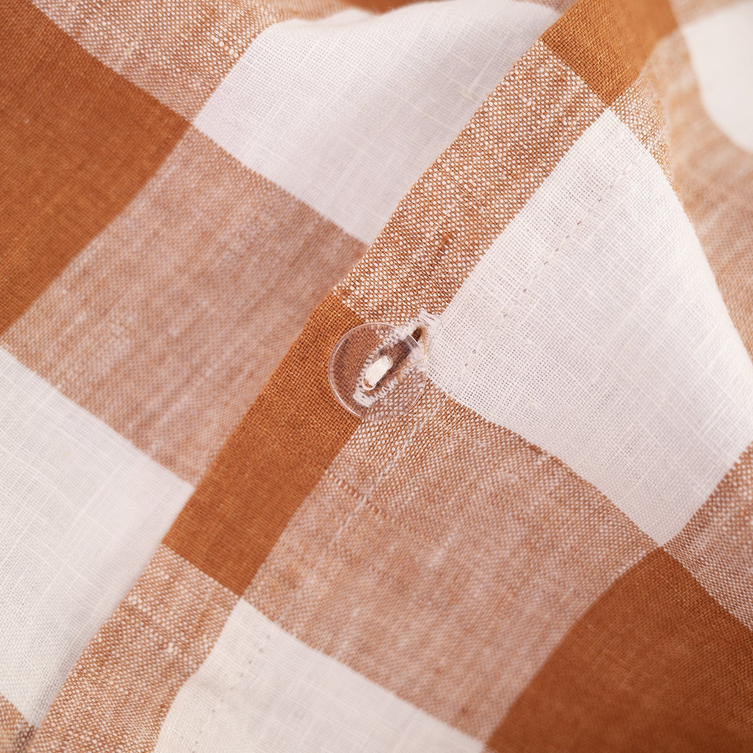 Rust Gingham 100% Organic Linen Yarn Dyed Duvet Cover Set-Victory Symbol