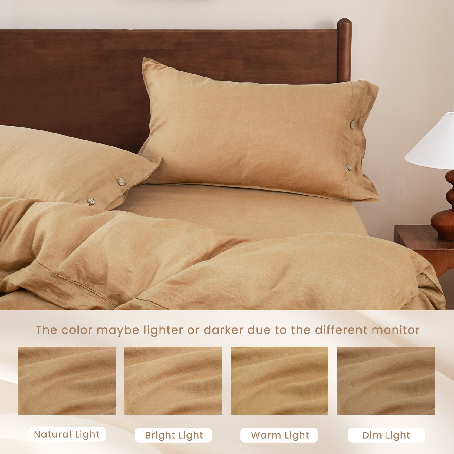 Sandy Beige 100% Organic Linen Duvet Cover Set-Victory Symbol