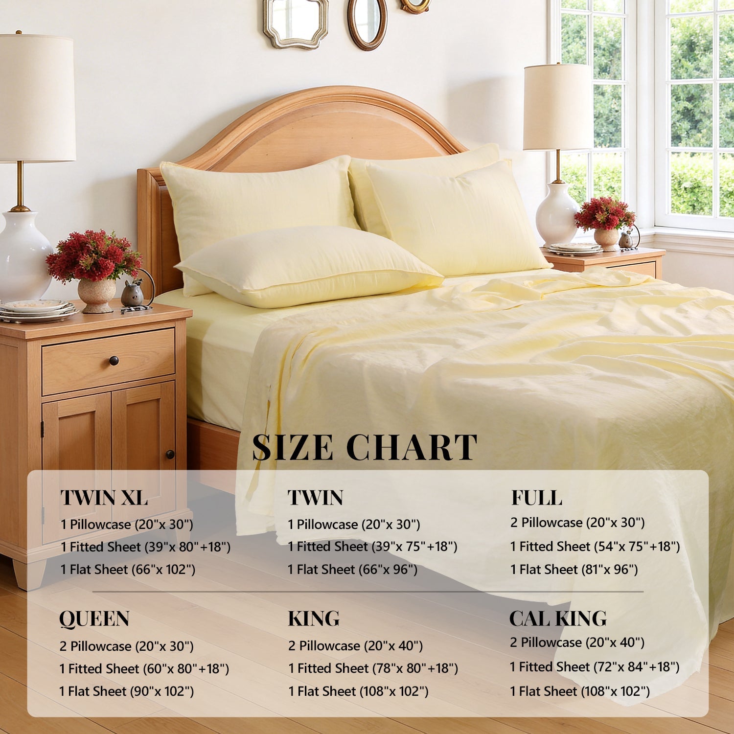Vanilla Yellow 100% Organic Linen Sheets Set | 18" Deep Pocket Fit-Victory Symbol