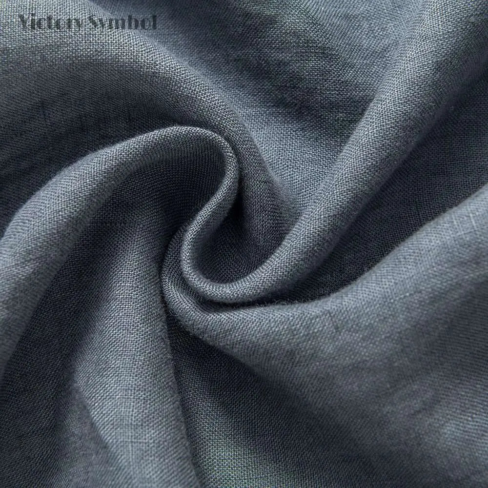 Silver Grey 100% Organic Linen Curtain for Bedroom Living Room - Victory Symbol