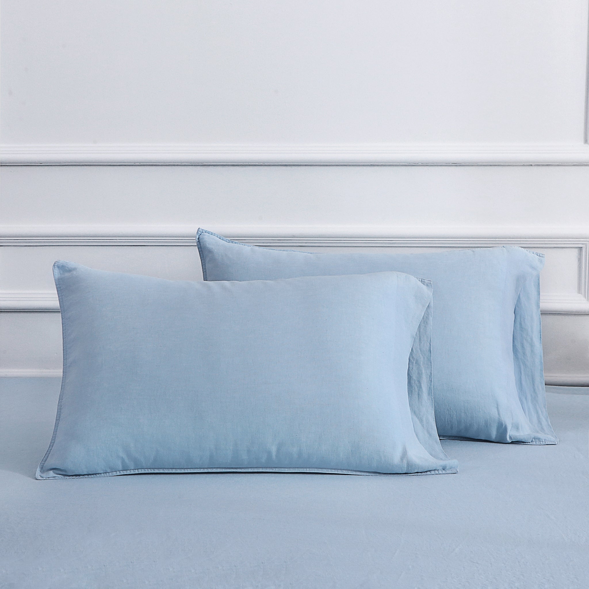 Sky Blue 100% Organic Linen Pillowcases-victory symbol