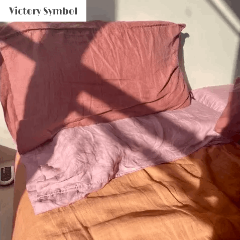 Sunset Warm Tone 100% Organic Linen Bedding Bundle - Victory Symbol