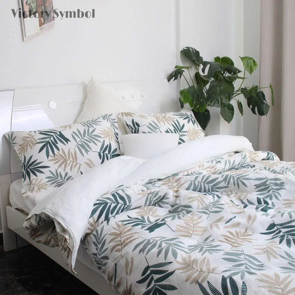 Tropical Rainforest 100% Organic Linen Duvet Cover Set-victory symbol