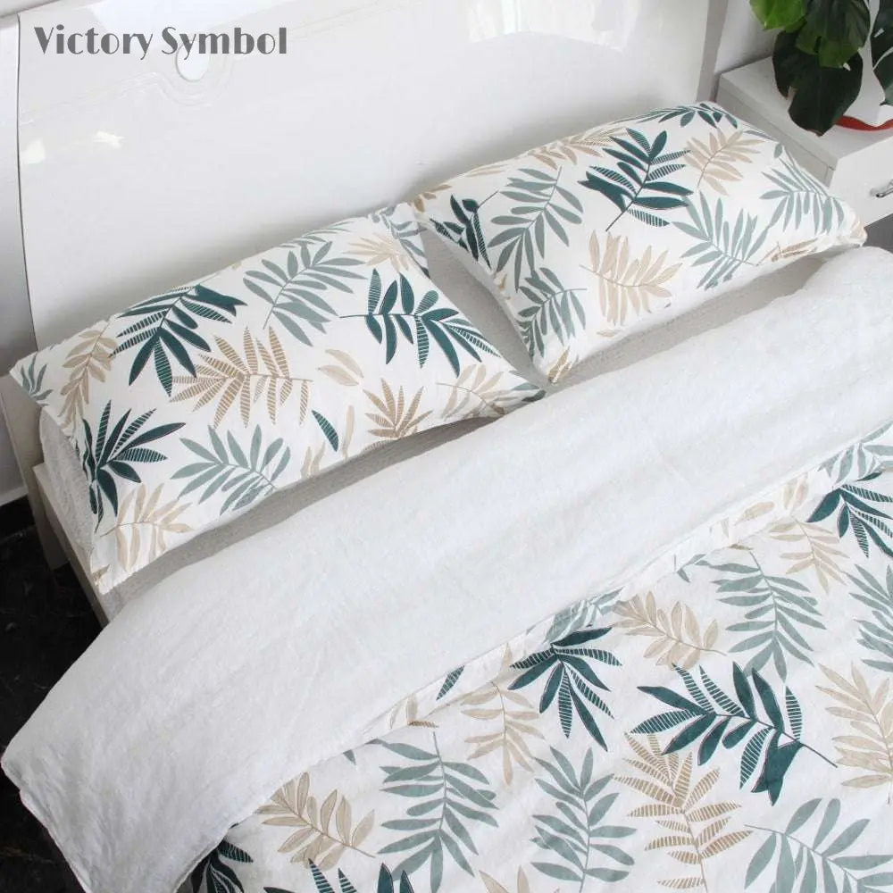 Tropical Rainforest 100% Organic Linen Duvet Cover Set - Victory Symbol