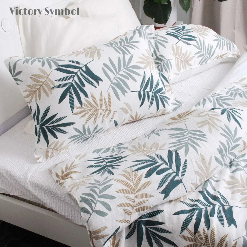 Tropical Rainforest 100% Organic Linen Duvet Cover Set - Victory Symbol