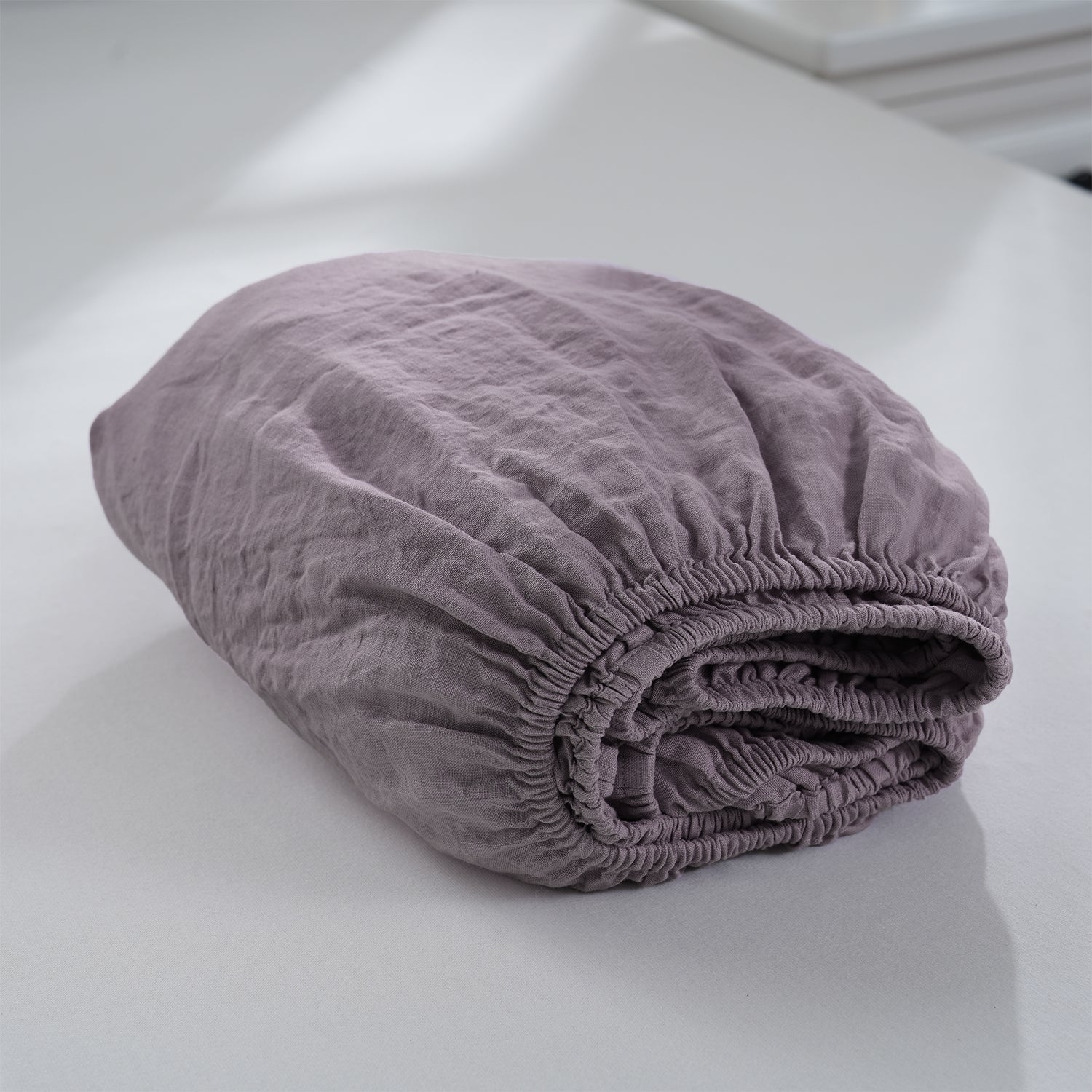 Twilight Lilac Purple 100% Organic Linen Fitted Sheet.