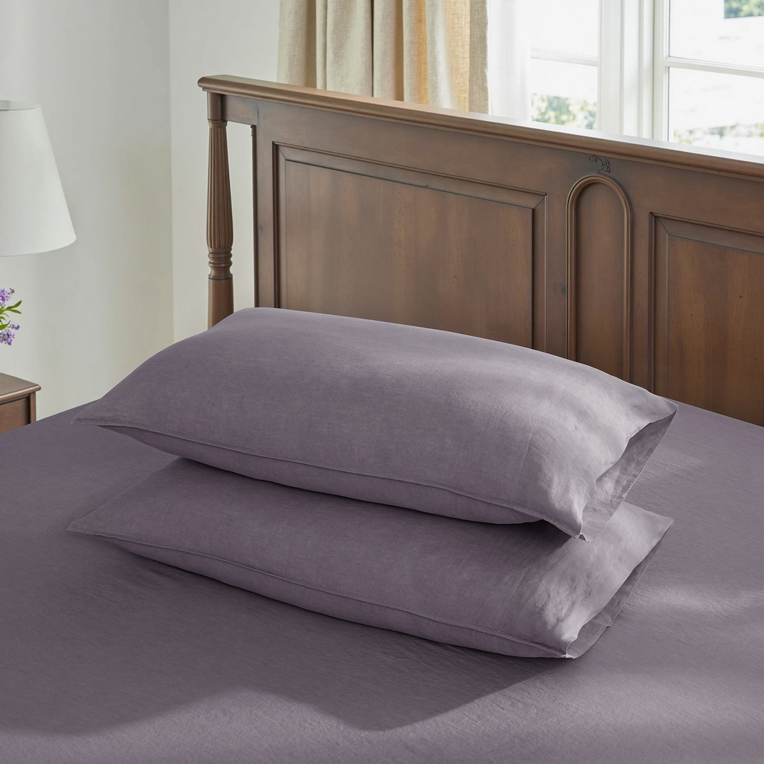 Twilight Lilac Purple 100% Organic Linen Pillowcases.
