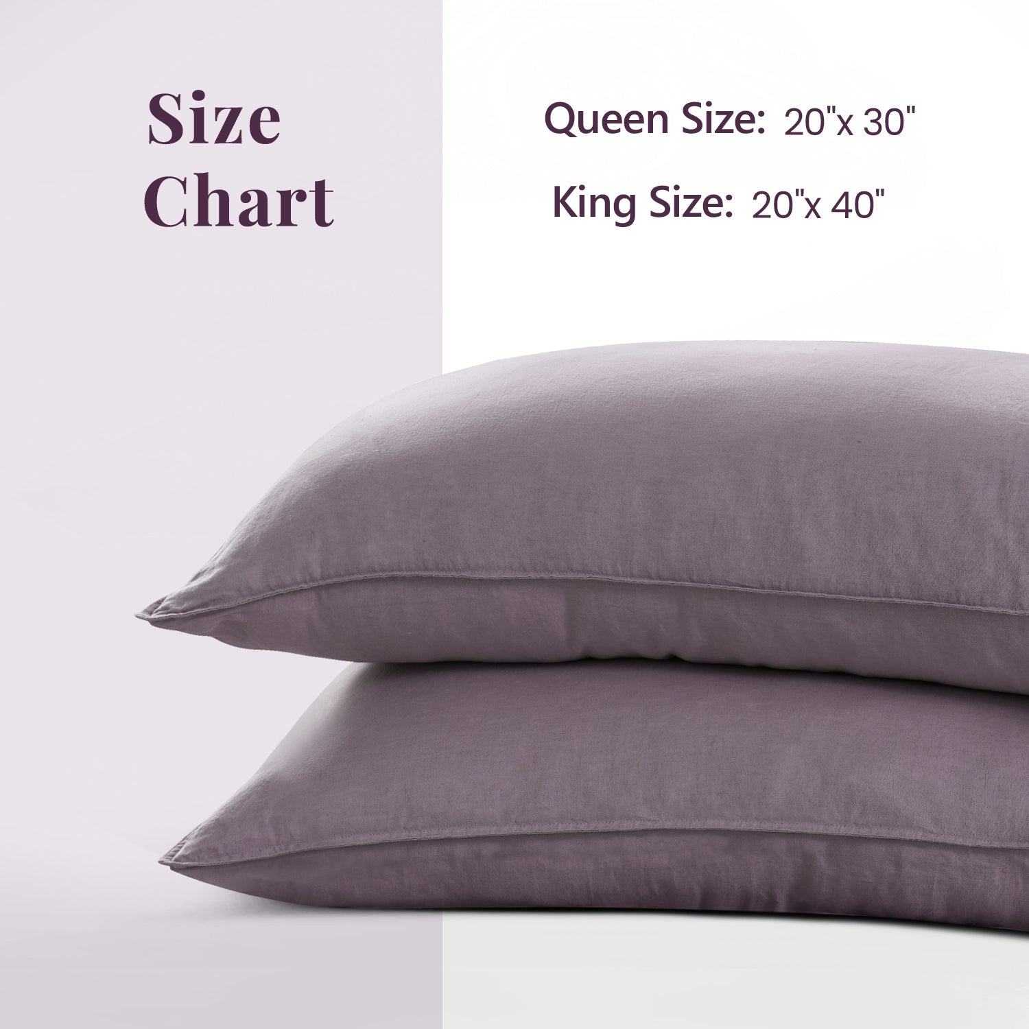 Twilight Lilac Purple 100% Organic Linen Pillowcases.