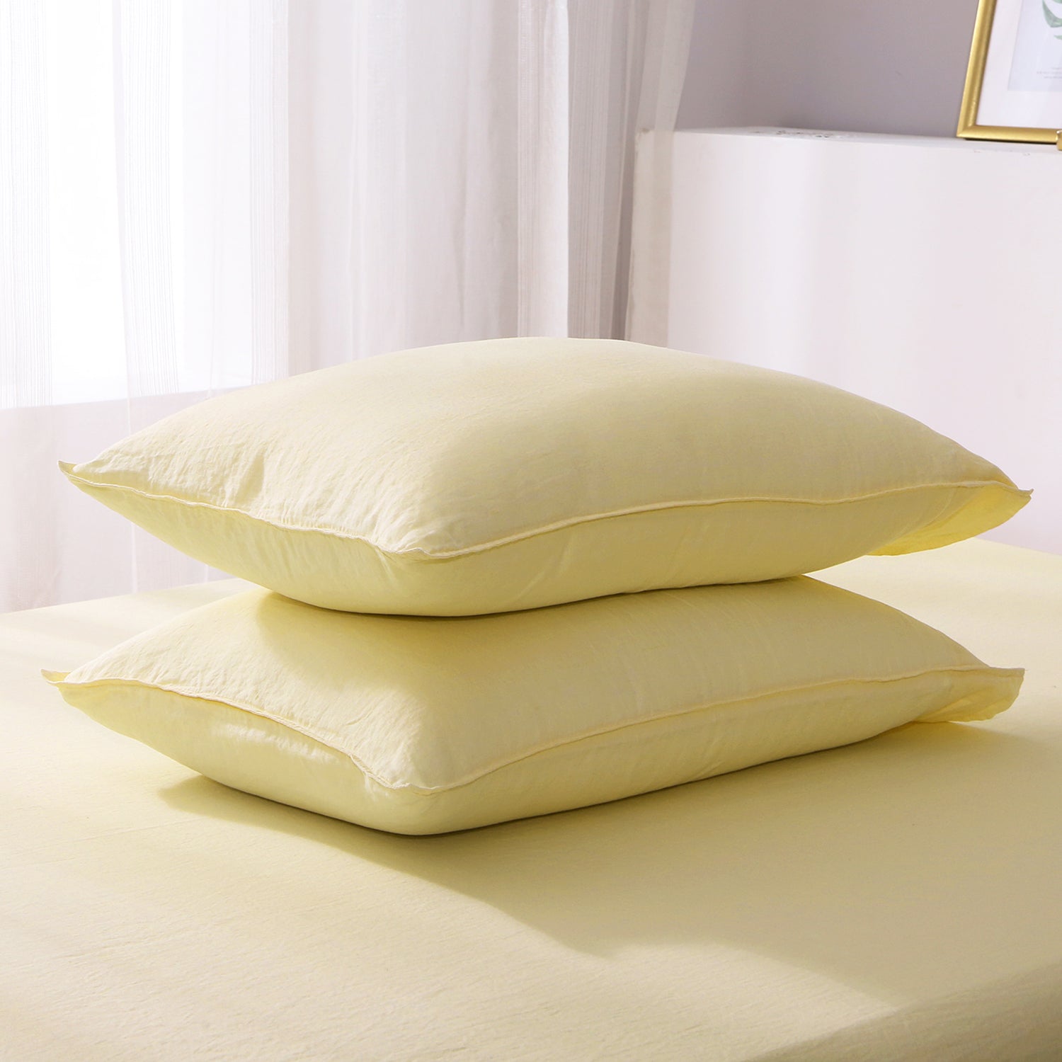 Vanilla Yellow 100% Organic Linen Pillowcases-Victory Symbol