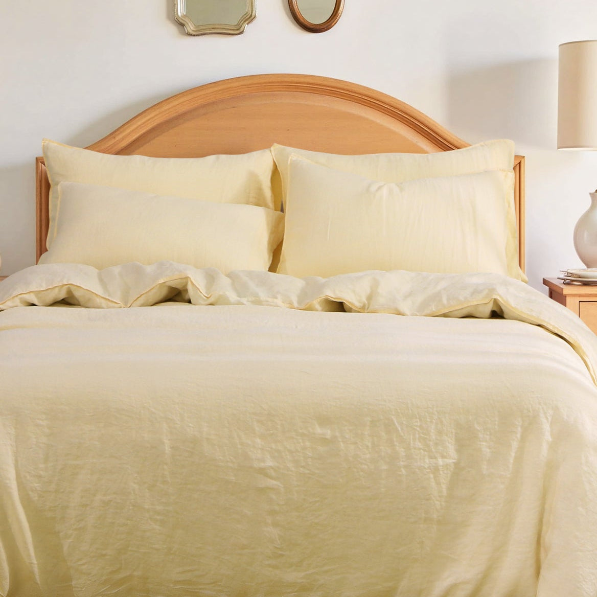 Vanilla Yellow 100% Organic Linen Pillowcases-Victory Symbol