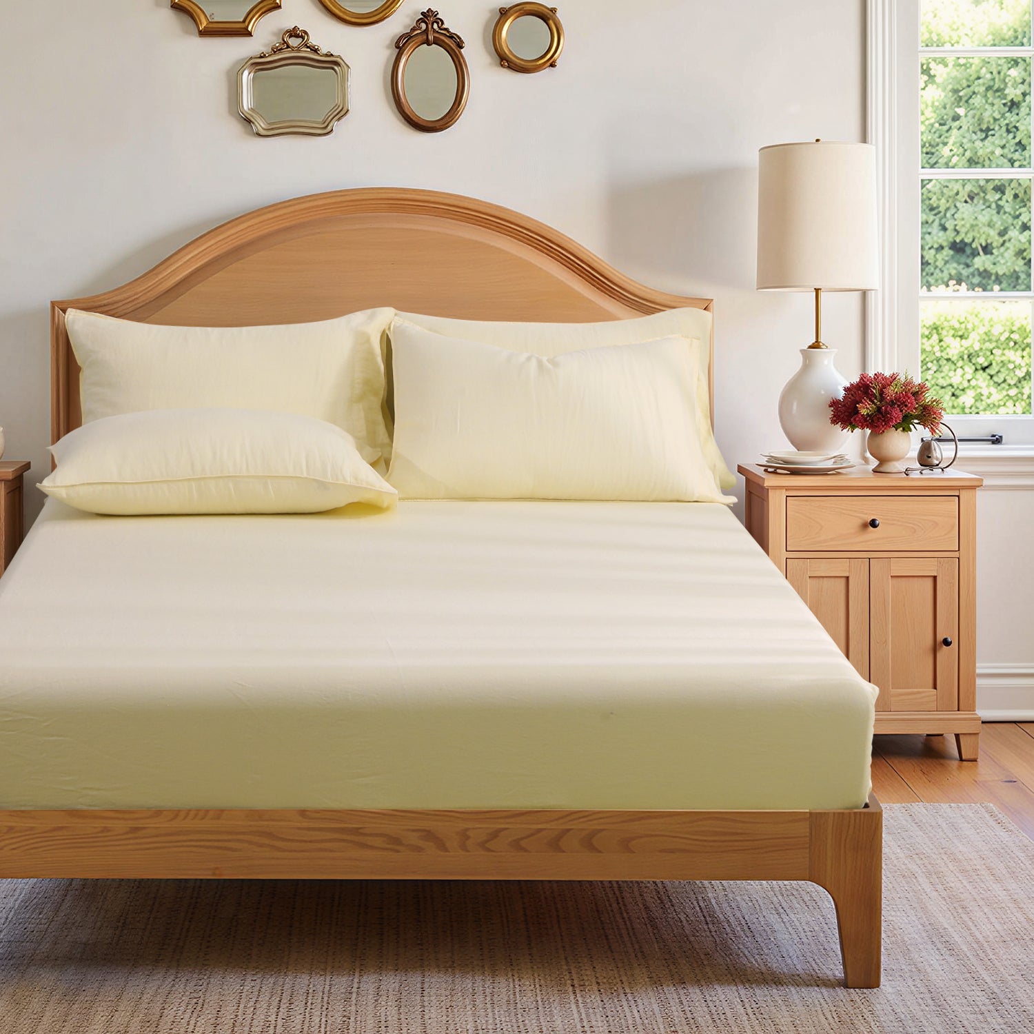 Vanilla Yellow 100% Organic Linen Sheets Set-Victory Symbol