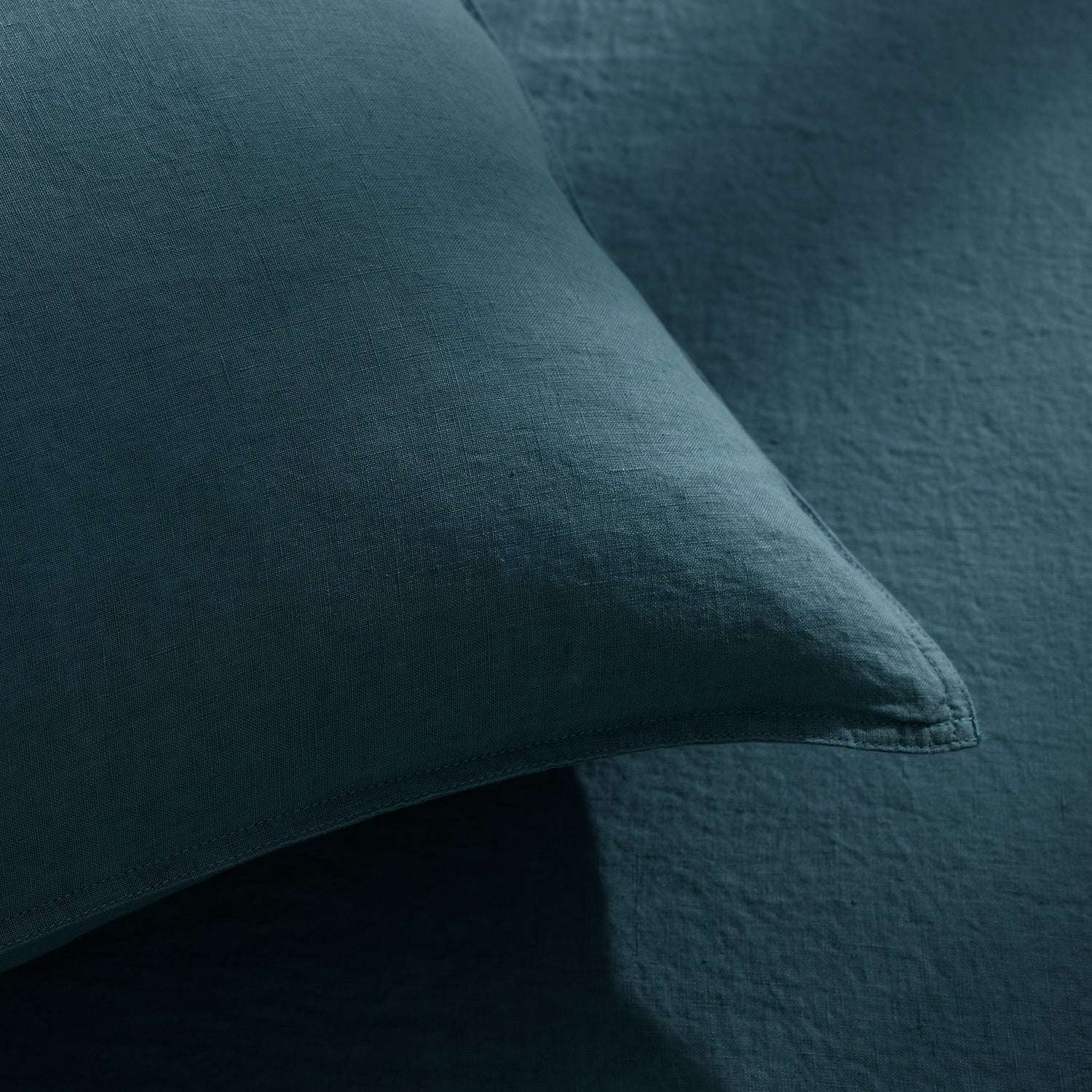 Vintage Blue 100% Organic Linen Pillowcases - Victory Symbol