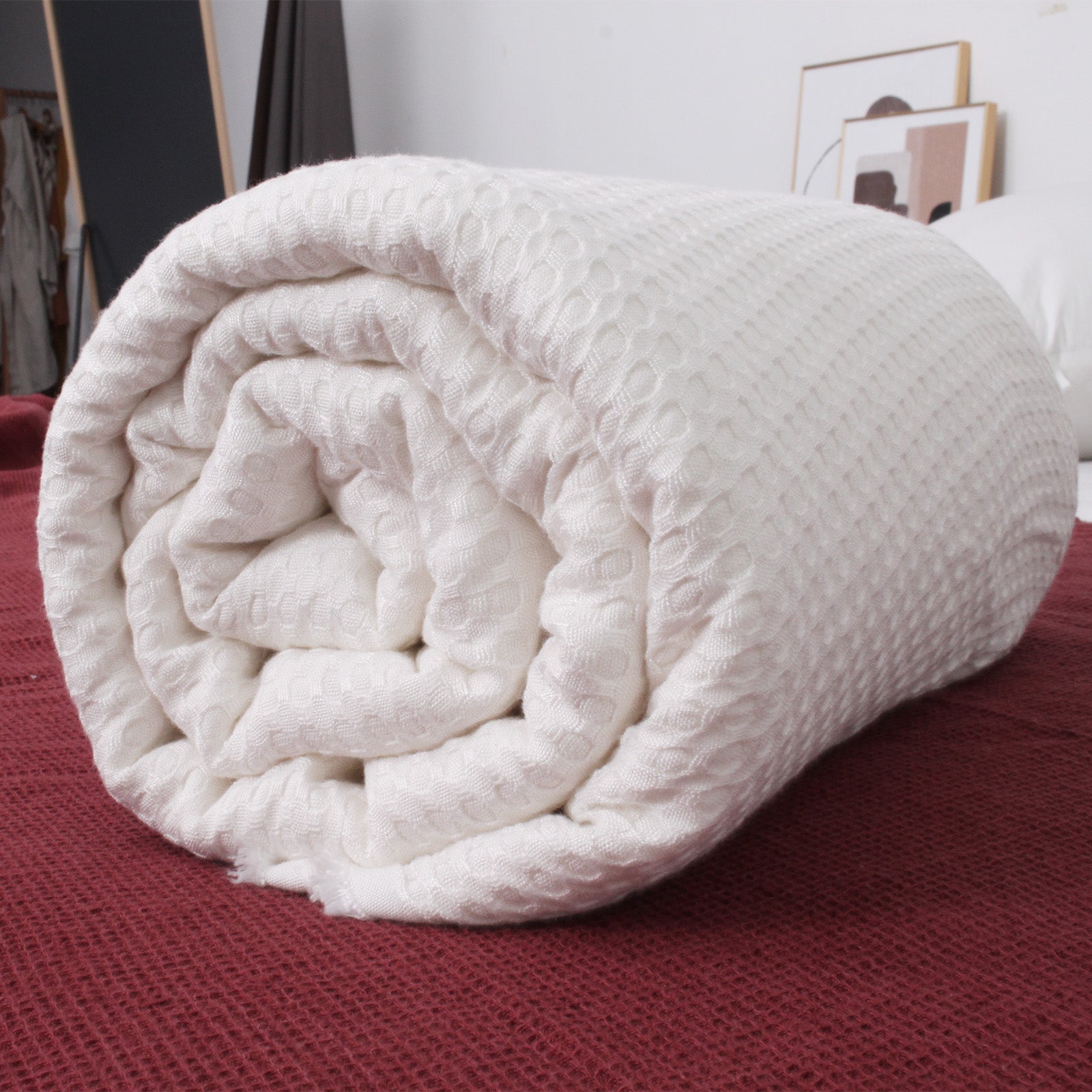 White 100% Organic Bamboo Blanket - Victory Symbol