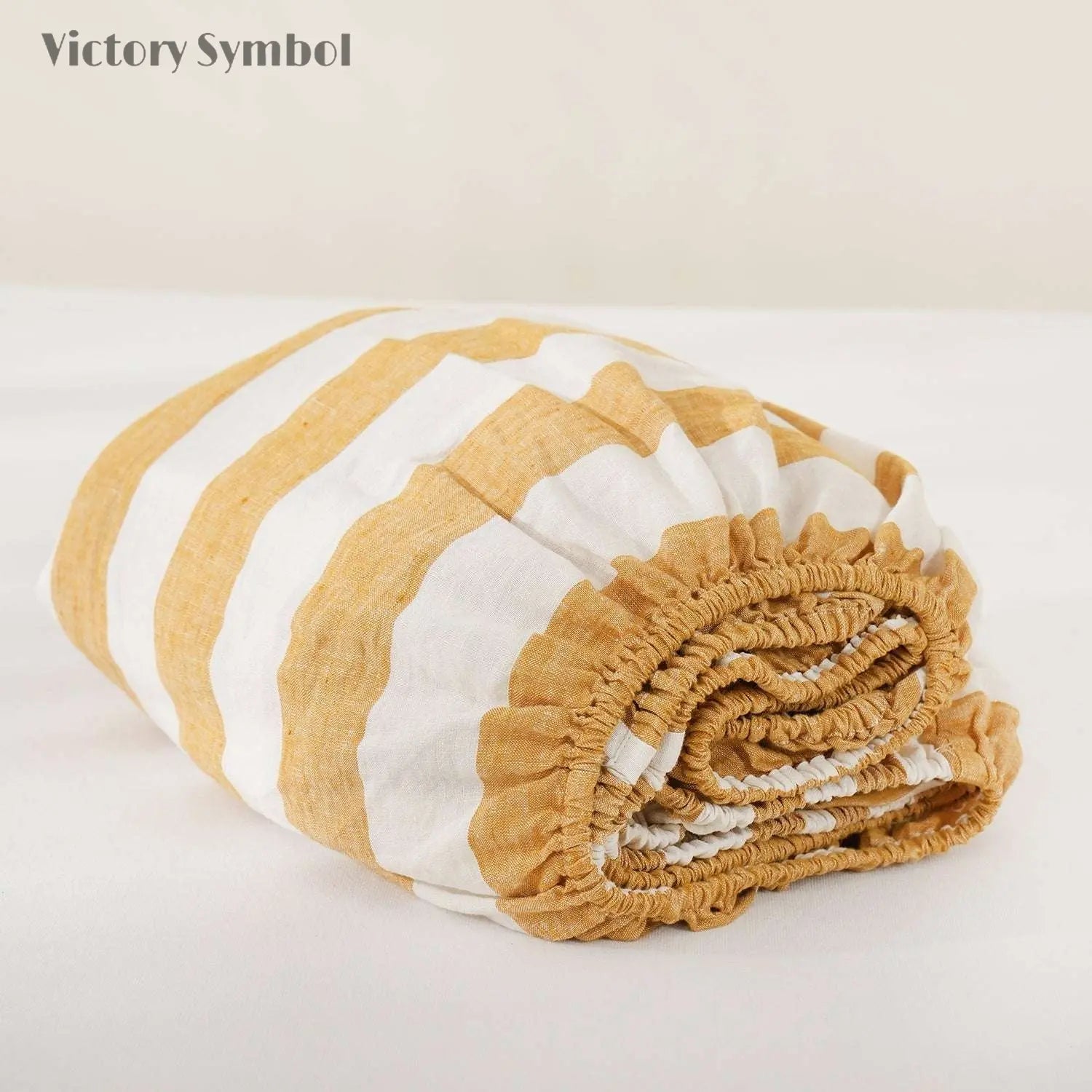 Yellow Stripe 100% Organic Linen Yarn Dyed Fitted Sheet - Victory Symbol