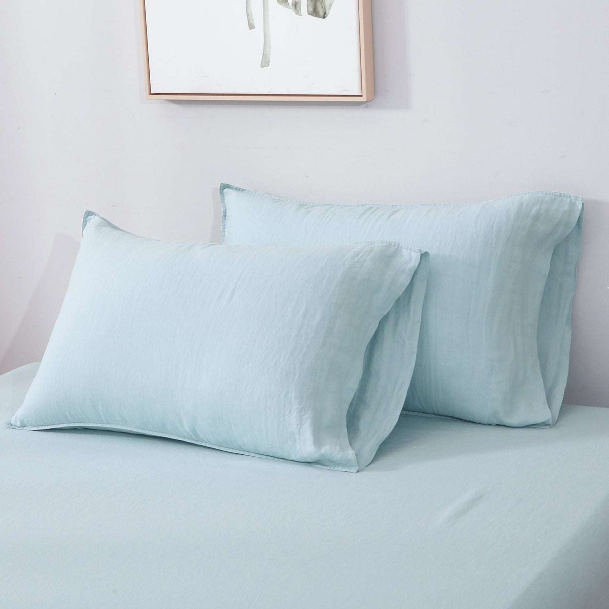 Aqua Blue 100% Organic Linen Sheets Set - Victory Symbol