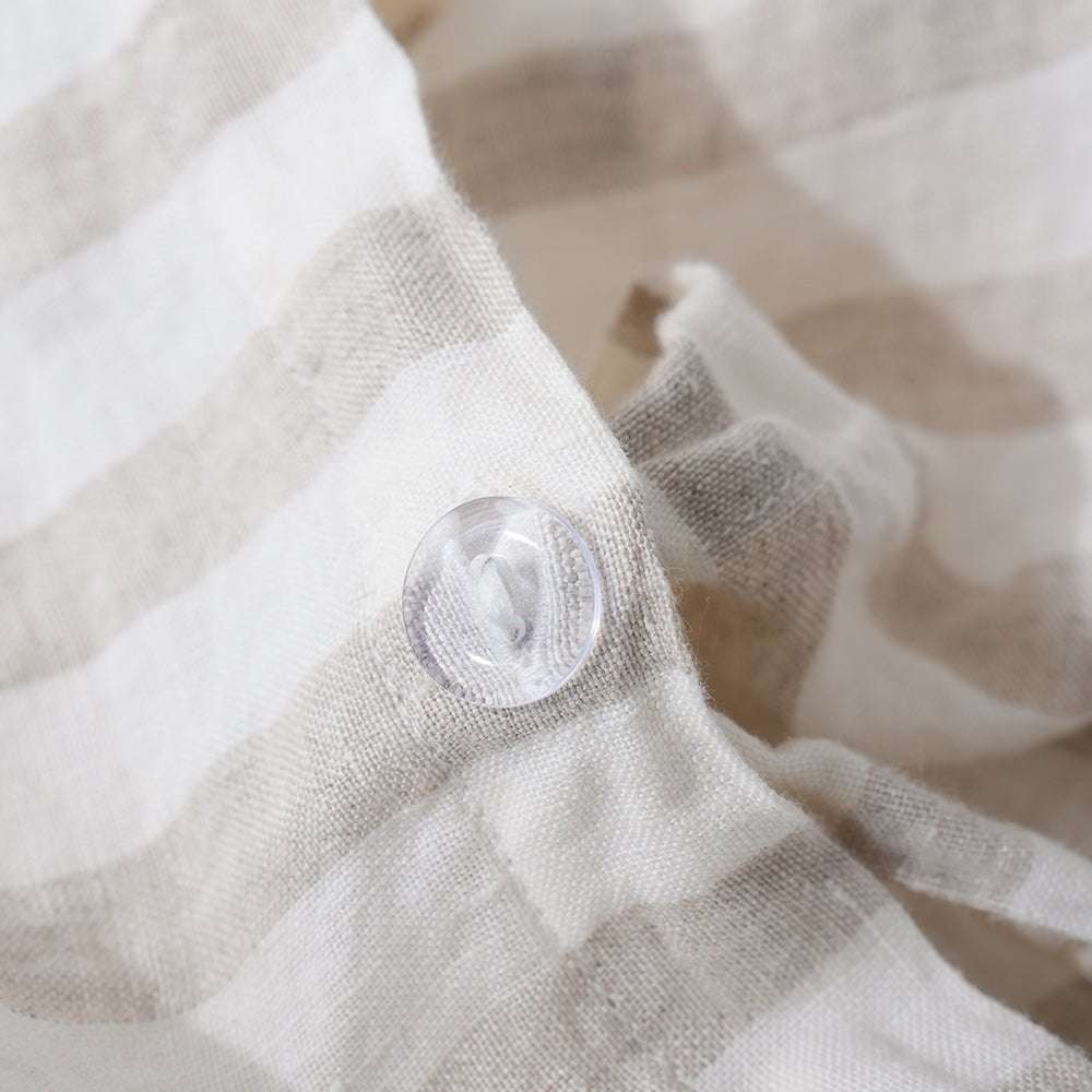 Beige Stripe 100% Organic Linen Yarn Dyed Duvet Cover(Only 1 Piece) - Victory Symbol