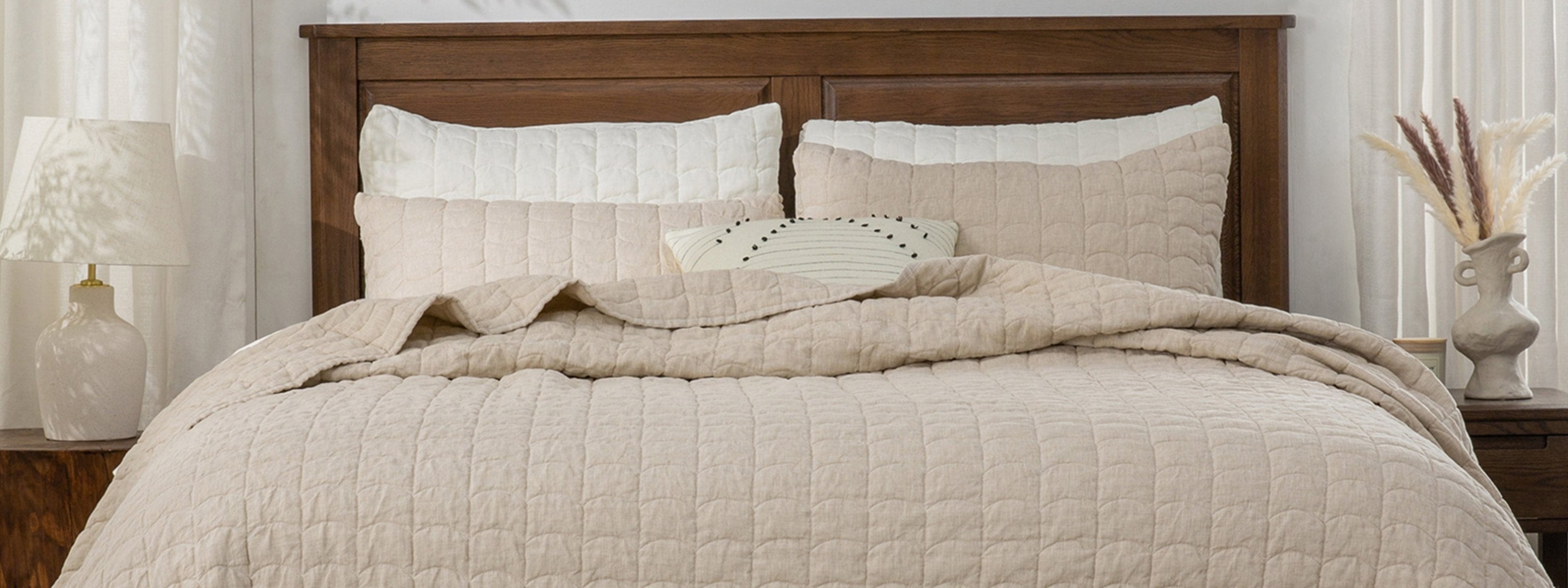 natural linen 100% Organic Linen Quilt Set-victory symbol